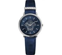 VERSACE Montre femme V CIRCLE bracelet cuir noir VE81016 19