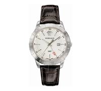 Versace - Montre GMT en cuir marron et acier argenté - Homme - Accessoires - Multicolore - Taille: ONE Size