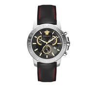 Versace - Nouveau Chrono Montre Chronographe en Cuir - Homme - Accessoires - Gris - Taille: ONE Size