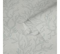 Versace Peint Avec Coraux Sous L'Eau Motif - Bleu, Métallique - 0,75m Largeur