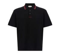 Versace - Polo en coton piqué avec logo brodé - Homme - Tops - Noir - Taille: S