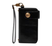 Versace - Portefeuille Long Emblème en Cuir - Femme - Accessoires - Noir - Taille: ONE Size