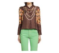 Versace - Printed Silk Twill Shirt - Femme - Blouses et Chemises - Brun - Taille: 38 FR