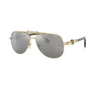 Versace Unisex Sunglass VE2236 - Couleur du Monture: Or, Couleur de Lentille: Gris effet miroir Argent Polarisé