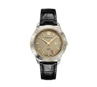 Versace Univers Montre Homme Cuir Noir Or Argent Acier GMT 43mm VEBK00218