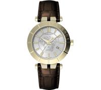Versace VE2B00321 V-Race argent or marron bracelet en cuir montre homme NOUVEAU