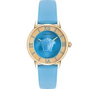 Versace VE2R00622 La Medusa or clair bleu Bracelet en cuir Montre femme NOUVELLE