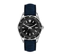 Versace VE3A00220 Hellenyium argent noir bleu bracelet cuir montre homme NOUVEAU