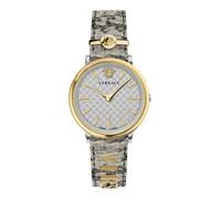 Versace VE8104422 V-Circle Lady weiss silber gold grau Leder Damen Uhr NEU