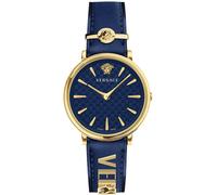 Versace VE8104522 V-Circle Lady gold blau Leder Armband Uhr Damen NEU