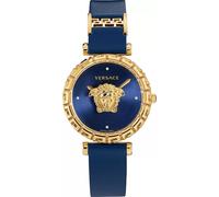 Versace VEDV01019 Palazzo Empire Greca Diamond bleu or Montre en cuir pour femme NOUVELLE