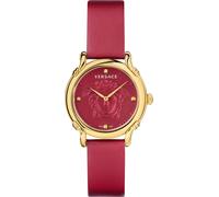 Versace VEPN00220 Safety Pin or rouge bracelet en cuir montre femme NOUVEAU