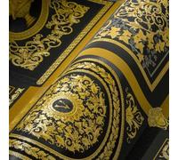 Versace Wallpaper 387043 Papier peint baroque de luxe Motif floral Noir/doré 10,05 x 0,70 m Fabriqué en Allemagne