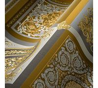Versace Wallpaper 387045 Papier peint baroque de luxe Motif floral Doré/argenté/gris 10,05 x 0,70 m Fabriqué en Allemagne