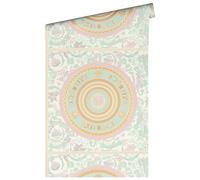 Versace Wallpaper Papier peint floral de luxe 387052 Couleurs menthe, or, rose, blanc, vert, vignes 10,05 x 0,70 m, fabriqué en Allemagne