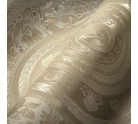 Versace Wallpaper Papier peint floral de luxe 387053 Beige Crème Blanc Cercles 10,05 x 0,70 m Fabriqué en Allemagne