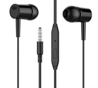 VersaGenius Écouteurs filaires de 3,5 mm avec micro intégré, léger, confortable, adapté pour les appels musicaux, lecteur MP3, blanc et noir (noir)
