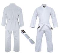 VERSAL Kimono de karaté pour enfants/adultes | Uniforme de karaté blanc pour étudiant | Uniforme d'entraînement et de sparring en polycoton léger de 226,8 g pour arts martiaux, Taekwondo avec ceinture