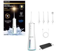 Versalinex Hydropulseur Dentaire Professionnel Portable 300 ml - Jet Dentaire pour Voyage Rechargeable USB-C avec 4 Modes 4 Embouts Rotatifs - Irrigateur Oral Étanche IPX7 Haute Pression (Blanc)