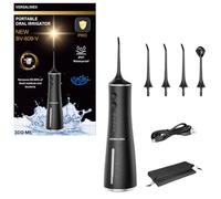 Versalinex Hydropulseur Dentaire Professionnel Portable 300 ml - Jet Dentaire pour Voyage Rechargeable USB-C avec 4 Modes 4 Embouts Rotatifs - Irrigateur Oral Étanche IPX7 Haute Pression (Noir)