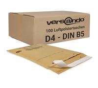 Versando- 100 enveloppes à bulles D4, mesure externe 200 x 275 mm, couleur Marron/doré