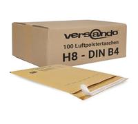 Versando - 100 Enveloppes à bulles, format H8, 290 x 370 mm extérieur, blanc marron/or