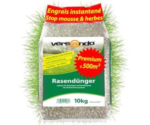 versando 10kg jusqu'à 500m² d'engrais gazon printemps: repousse la mousse et les mauvaises herbes pour un gazon sain et bien vert Engrais de printemps à effet immédiat - qualité Premium