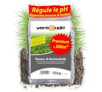 versando 15kg de chaux à gazon & chaux de jardin jusqu'à 300m² : repousse mousse, mauvaises herbes favorise le développement du sol & des racines idéal pour le gazon avec effet longue durée