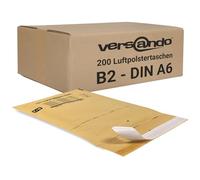 Versando - 200 Enveloppes à bulles, format B2, 140 x 225 mm extérieur, blanc marron/or