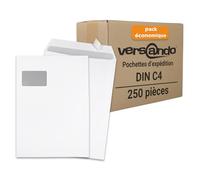 versando 250x enveloppes d’expédition C4 avec fenêtre, autocollantes, 229