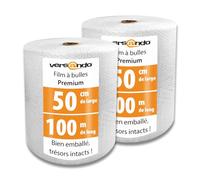 versando 2x Premium film à bulles 100m x 0,5m expédition, emballage, déménagement papier bulle rouleau à deux couches