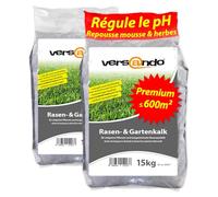 versando 30kg de chaux à gazon & chaux de jardin jusqu'à 600m² : repousse mousse, mauvaises herbes favorise le développement du sol & des racines idéal pour le gazon avec effet longue durée