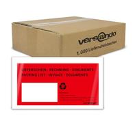 versando Lot de 1000 pochettes autocollantes pour tickets de livraison Rouge/noir Format DIN long