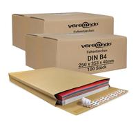 versando Lot de 200 enveloppes à soufflet B4-4 cm - Pliage sans fenêtre