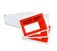 versando Lot de 250 pochettes pour billets de livraison dans une boîte distributrice, pochettes en papier d'accompagnement C6 Rouge/noir imprimé : « Bon de livraison/facture » autocollant