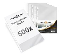 versando Paper24 Lot de 500 Pochettes Plastiques Perforées avec Bord A4 Transparent 60 microns