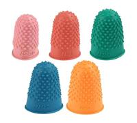 Versatile Finger Thimble - Non Slip Fingertip Cap, 5 Pieces Needle Guard with Soft Fit, Flexible Rubber Fingertip Thimble, Sewing Thimbles, Finger Protector for Craft Office Home and Creative Projects