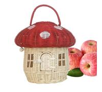 Versatile Small Baskets - Wicker Shopping Basket, 28×24cm Harvest Basket for Table, Woven Wickers with Handle, Wicker Vessel, Picnic Storage for Photography Display, Living Room and Kitchen