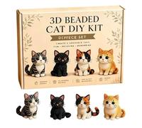 Versatile Tiny 3D, Beaded Animal DIY, Kit Cute 3D, Cat Beginner-Friendly | Handmade Beadwork Set Desk Decorations Party Favors Bookshelf Decor Art Class Office Home
