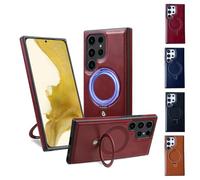Versatileyus for Samsung Luxurious Leather Magnetic Case with Invisible Stand for Samsung S24 S23 S22 Ultra Plus (for Samsung S24 Ultra,Red)