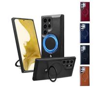 Versatileyus for Samsung Luxurious Leather Magnetic Case with Invisible Stand for Samsung S24 S23 S22 Ultra Plus (for Samsung S23 Ultra,Black)