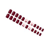 Versatilitys Faux ongles artificiels avec cœurs pailletés courts et carrés pour de nombreuses occasions : fêtes et rendez-vous galants
