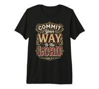 Verse biblique Psaume 37:5 Commit Your Way to The Lord T-Shirt Haut de Gamme