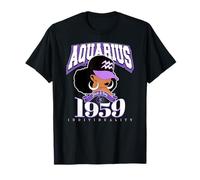Verseau 1959 Afro Queen Zodiac Cadeaux d'anniversaire T-Shirt