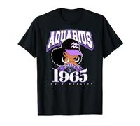Verseau 1965 Afro Queen Zodiac Cadeaux d'anniversaire T-Shirt