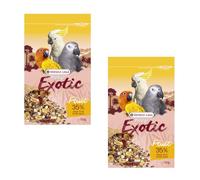 Versele-Laga Prestige Exotic Parrots Fruit | Pack Double | 2 x 750 g | Aliment complémentaire pour perroquets | À Base de graines, céréales et Fruits | Contient Papaye, Banane, Ananas et abricots