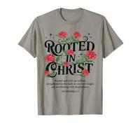 Verset biblique de Roses Vintage Florales chrétiennes enracinées dans Le Christ T-Shirt