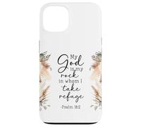 Verset biblique God Is My Rock Take Refuge Psaum 18:2 Floral Coque pour iPhone 13
