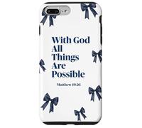 Verset biblique Matthieu 19 26 avec nœuds Bleus chrétiens Coque pour iPhone 7 Plus/8 Plus
