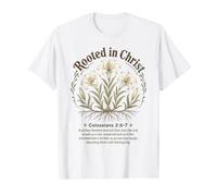 Verset biblique « Rooted in Christ » Colossiens 2:6-7 Jésus-Christ T-Shirt